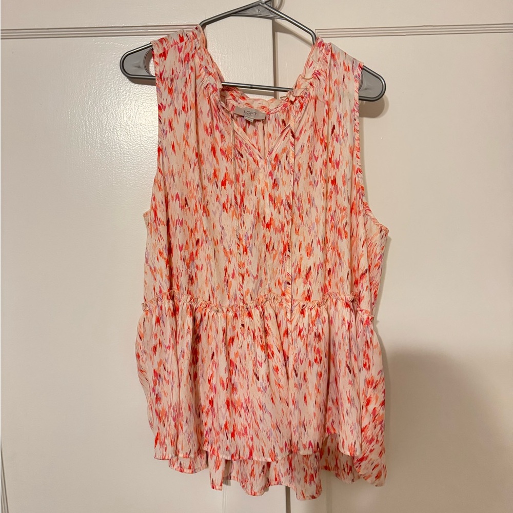 LOFT Sleeveless Blouse in Pink and Red